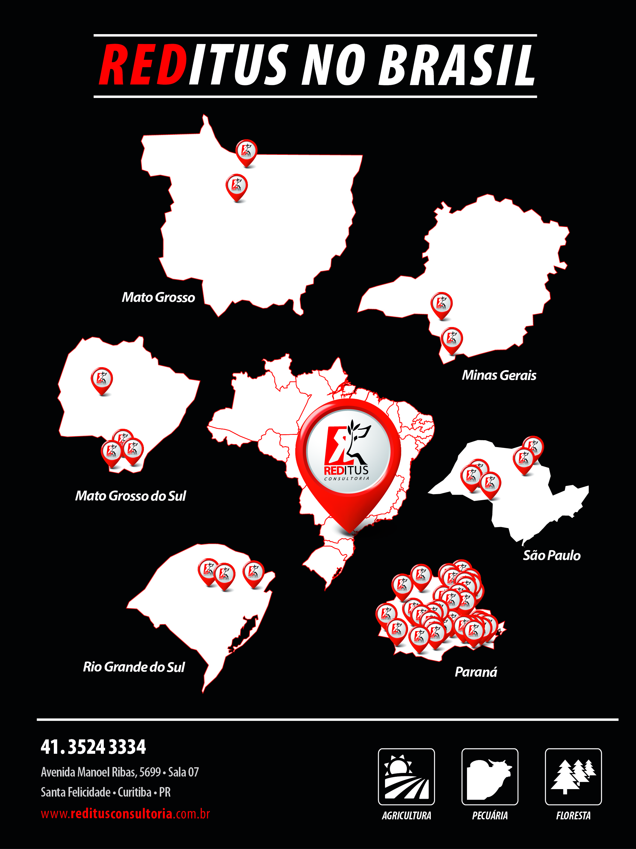 Mapa de atuação REDITUS